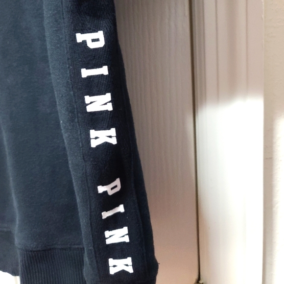 Y2K Victoria's Secret PINK DOG SPELLOUT LOGO ACADEMIA Half Zip Sweatshirt XS - Picture 6 of 10